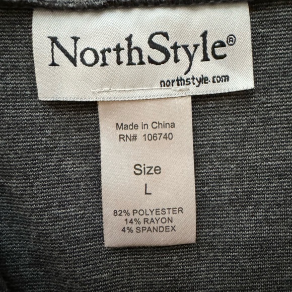 NorthStyle tunic, Size L gray heathered 3/4 sleeves zipper pocket stretch VGUC - Picture 3 of 13